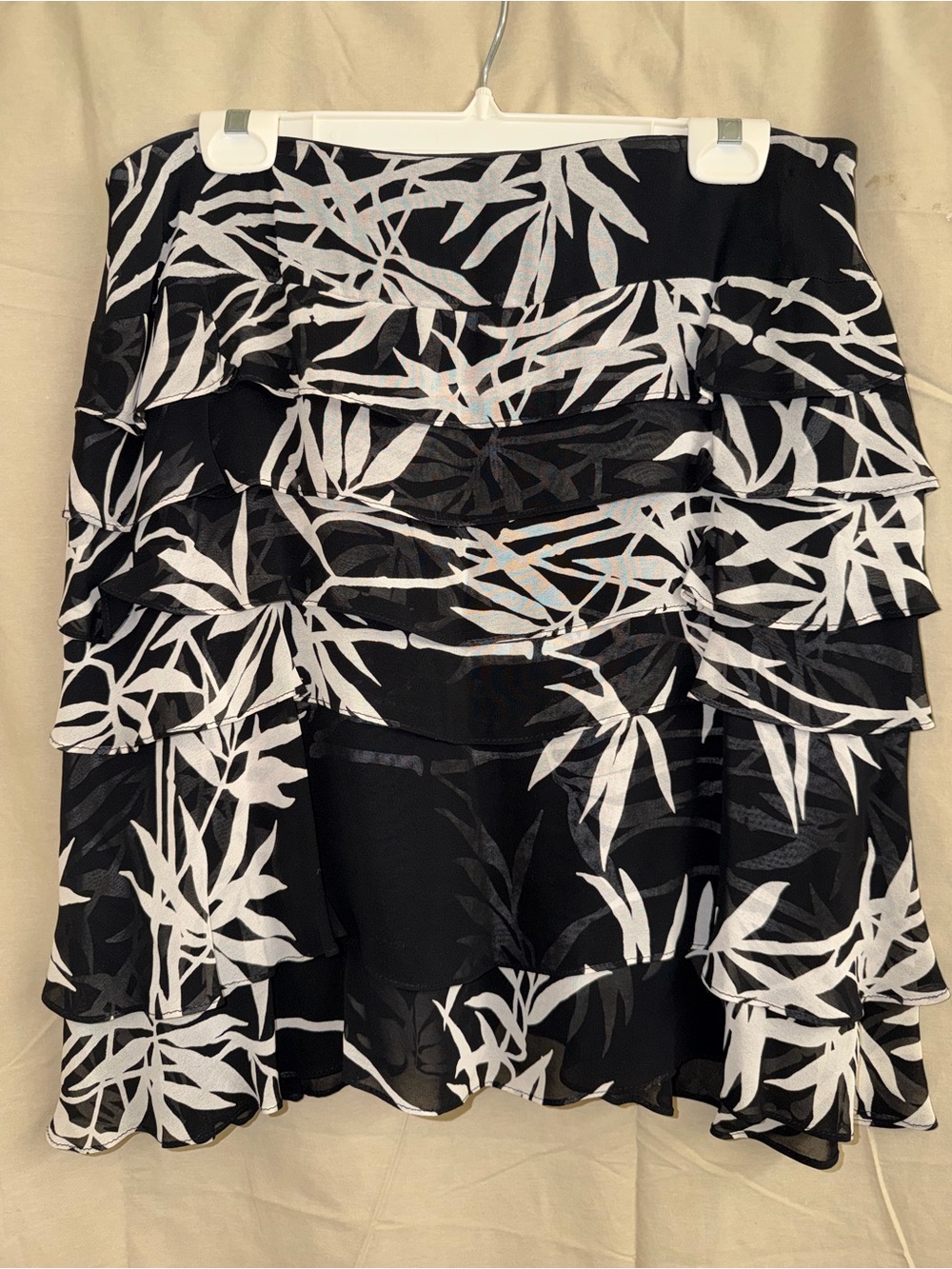 JS Collections Black & White Printed Skirt with Ruffle Tiers